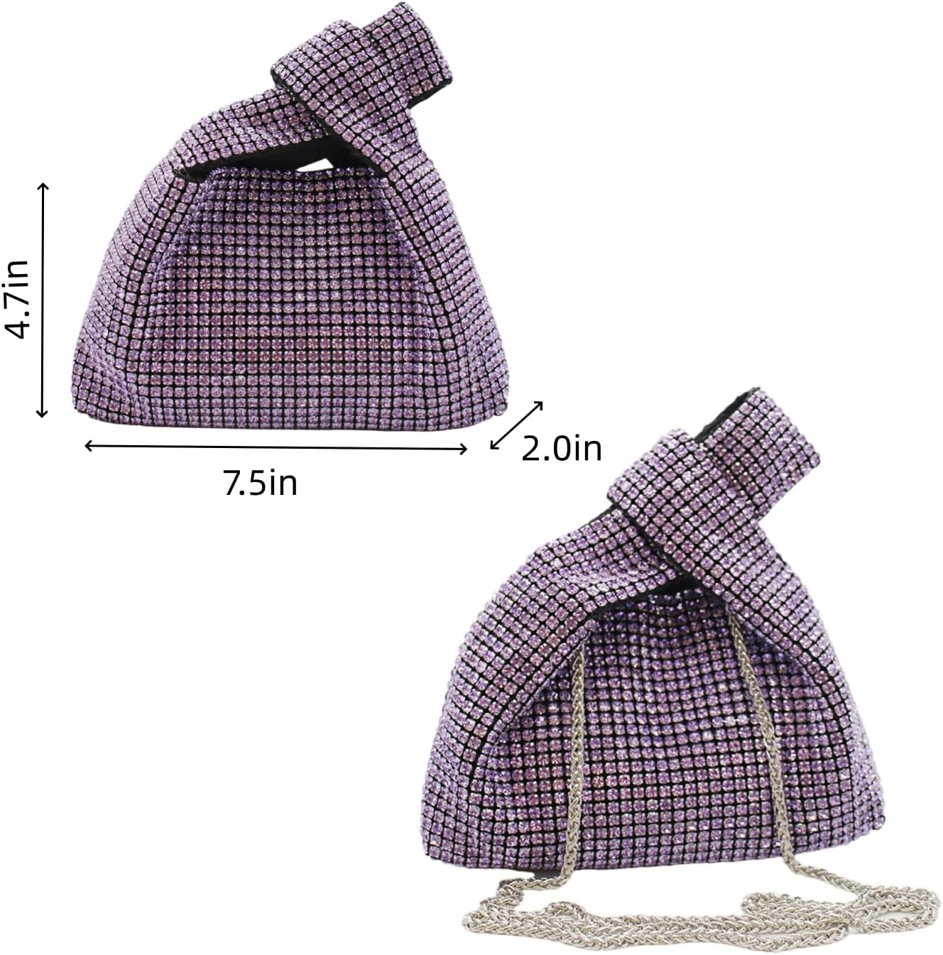 UMREN Rhinestones Clutch Purse for Women - Sparkly Rhinestones Pouch Evening Handbag Crystal Clutch Diamond Crossbody Bag