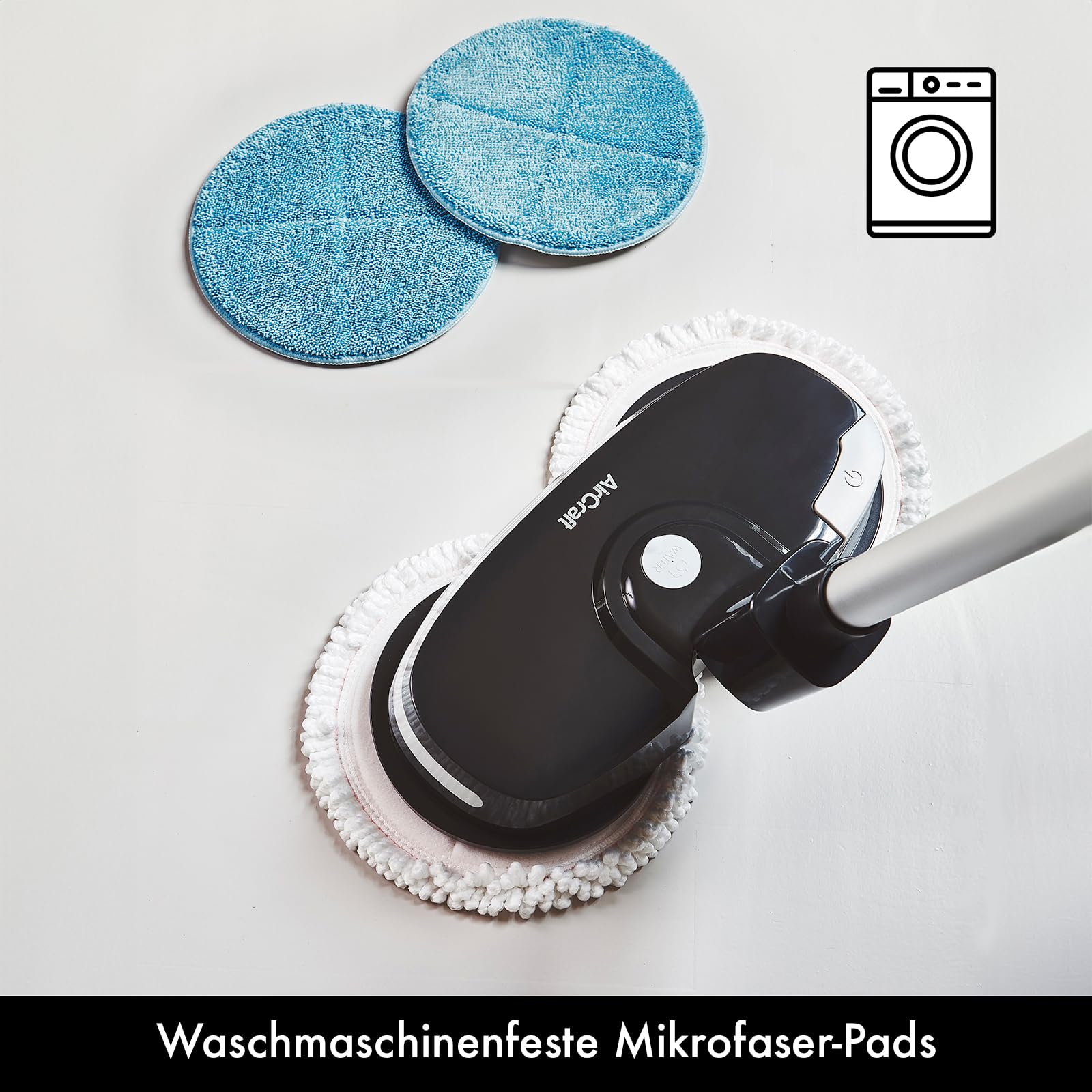 Aircraft PowerGlide | Kabelloser Hartbodenreiniger und -Polierer | Inkl. 8 Reinigungs- und Polierpads aus Mikrofaser | Ideal für Holz-, Fliesen- und Laminatböden