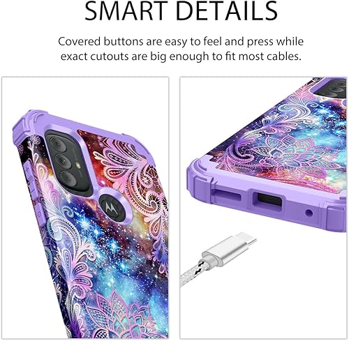 Miniatura 6 de Rancase Funda compatible con Moto G Power 2022, tres capas de protección a prueba de golpes de plástico duro + funda protectora de goma de silicona