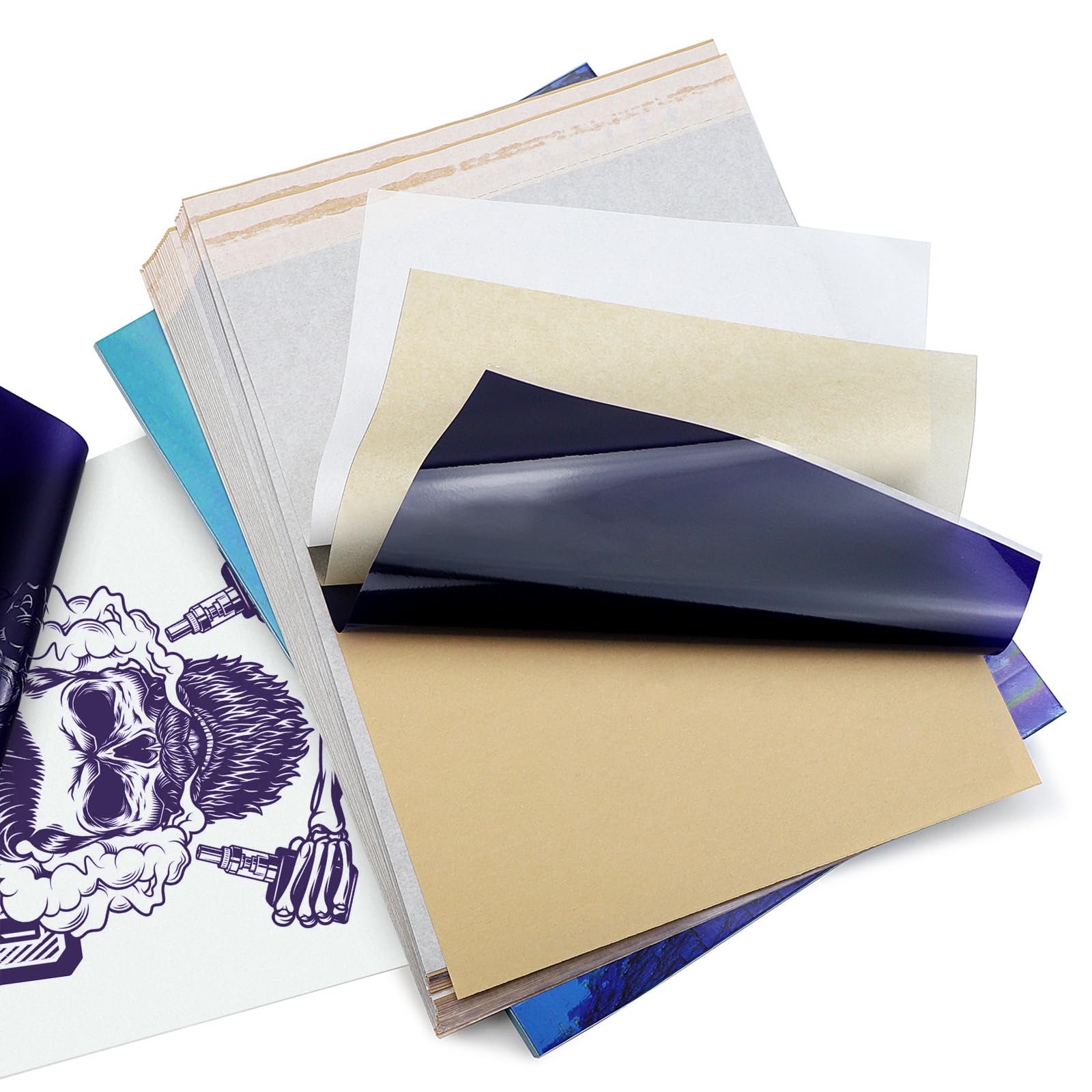 BIOMASER Tattoo Transfer Paper,100 Sheets Tattoo Stencil Paper for tattooing,A4 size Tattoo Printer Paper 4 Layers Thermal Transfer Tracing Paper DIY Tattoos with Easy-Tear Perforation