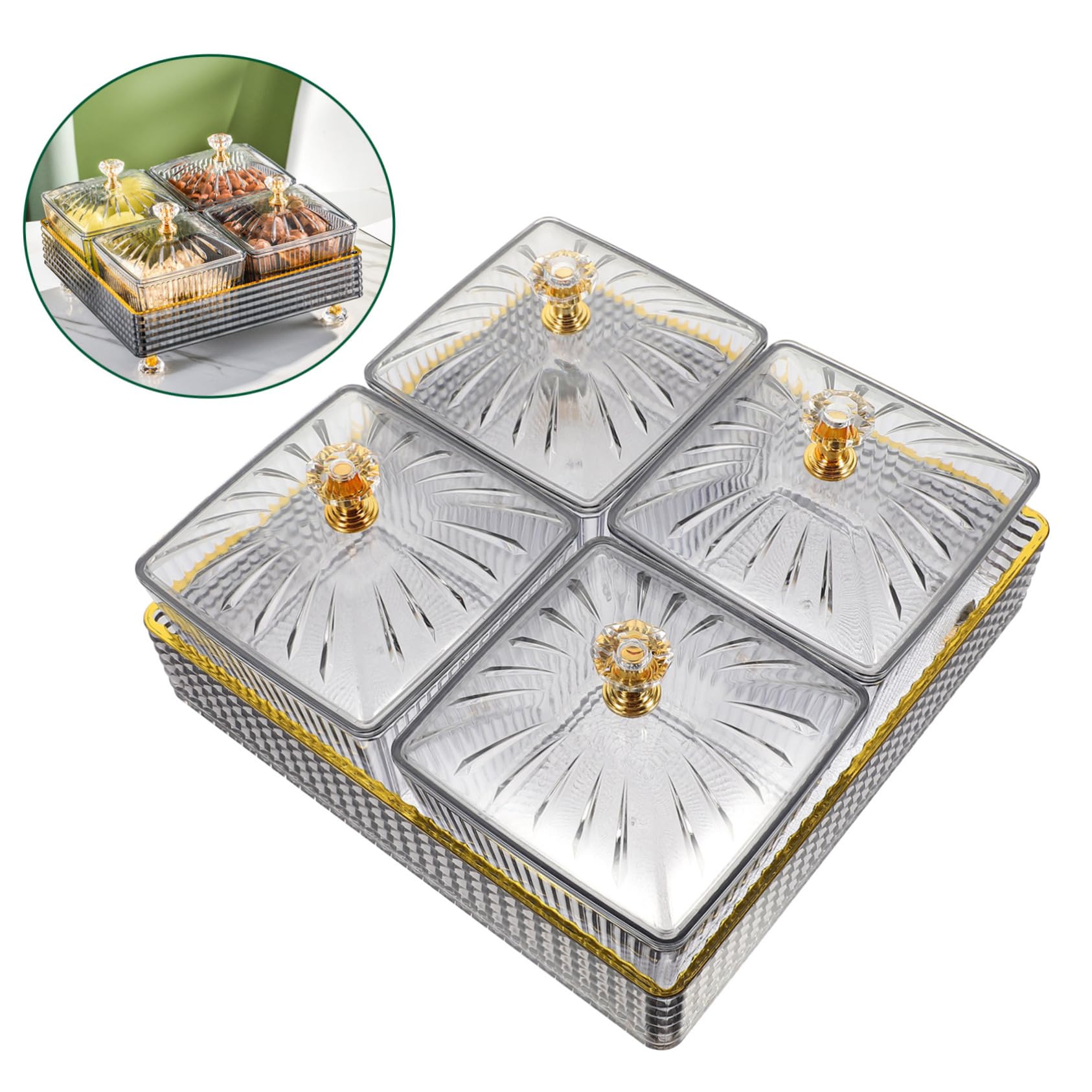 INOOMP Snackschale Mit Tablett Für Obst Und Trockenfrüchte Robust Und Langlebig Für Heimgebrauch Als Dipschale Für Gewürze Verwendbar Mit Ausreichend Fassungsvermögen Für Partys Und Famil