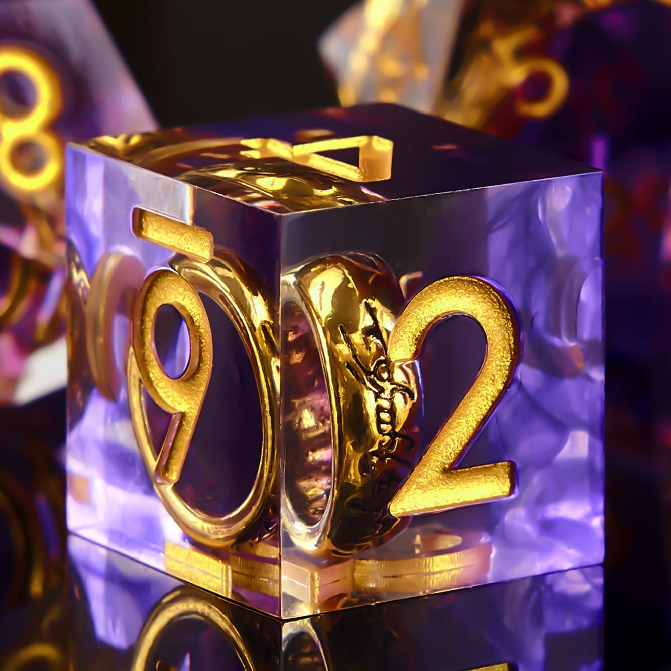 DND Dice Set, The Rings Dice Set for Role Playing Dungeons and Dragons Ttrpg with Gift Box, 7pcs Sharp Edge D&D Dice Handmade Resin Dice RPG Games Dice Set(Green)