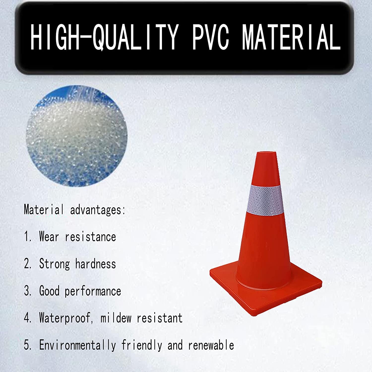 Conos de seguridad vial de PVC rojos con collar reflectante premium - Conos de estacionamiento duraderos - Conos de peligro multiusos para control de accesos al aire libre y entrenamiento de con