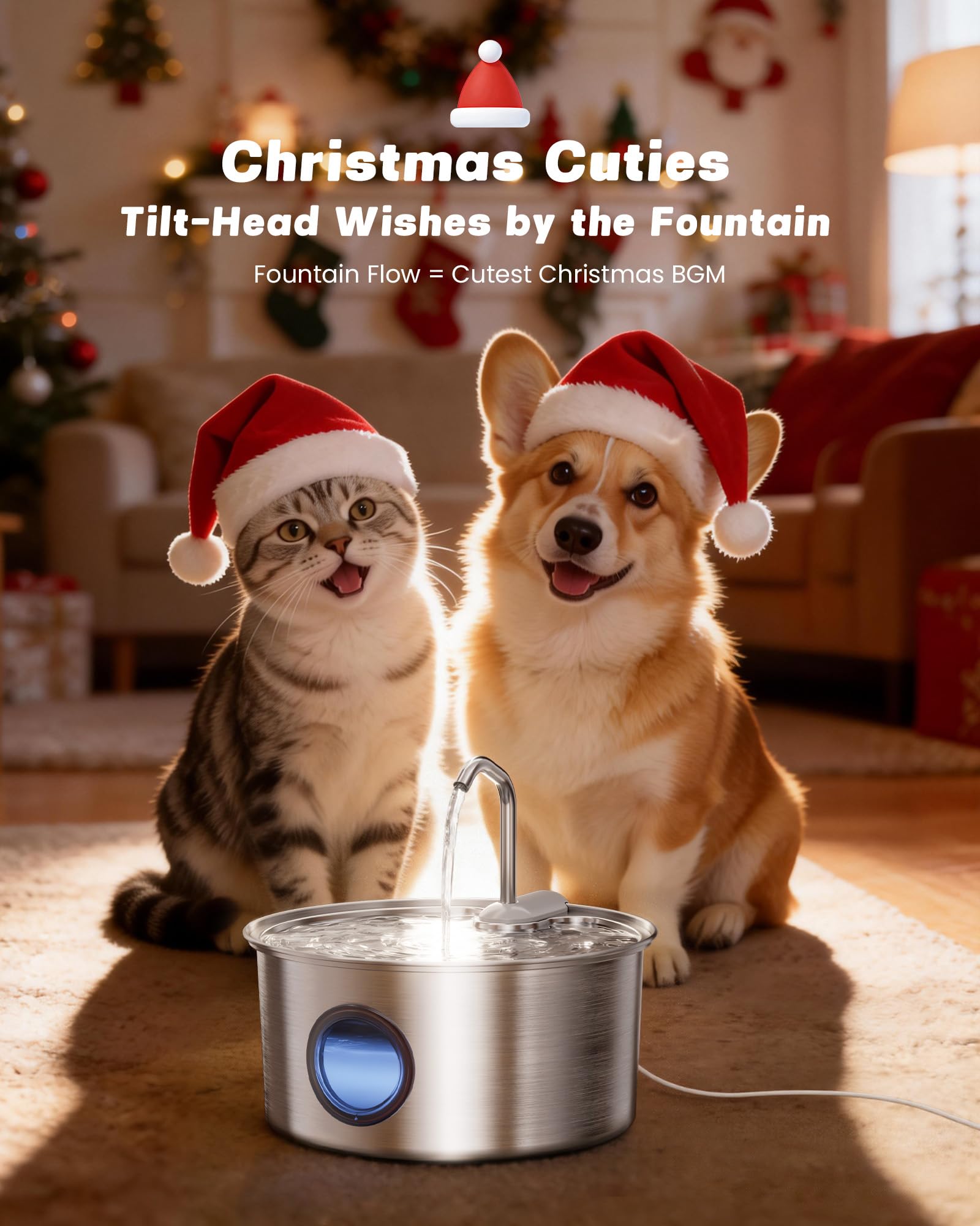 Cat Water Fountain Stainless Steel - 108oz/3.2L Automatic Cat Water Fountain for Drinking with 3PCS Filters, Metal Pet Water Fountain Water Dispenser for Cats, Puppy, Multiple Pets - image 7