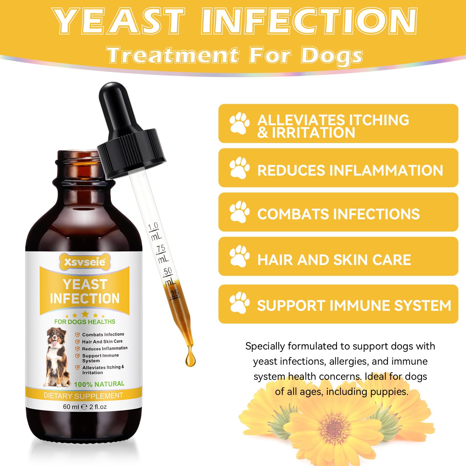 CLFJLXYX Natural Yeast Infection Treatment for Dogs,Dog Ear Infection Relief,Itchy Dog Skin Relief - Image 2