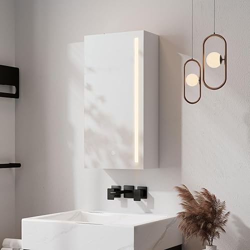 Botiquín iluminado, botiquín empotrado con espejo, Gabinete de espejo LED con luz, pequeño botiquín para baño, botiquín montado en superficie,