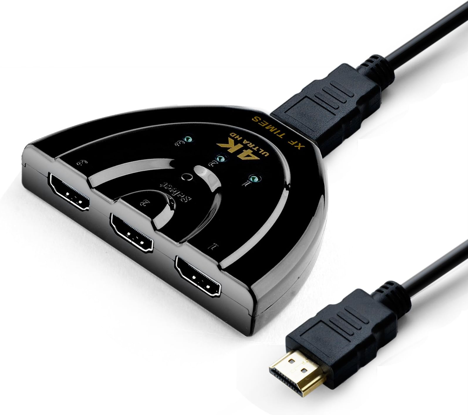 TIMES 3-Port Auto Switch Pigtail HDMI Switch Supports 4K, 3D, 1080P, HD Audio