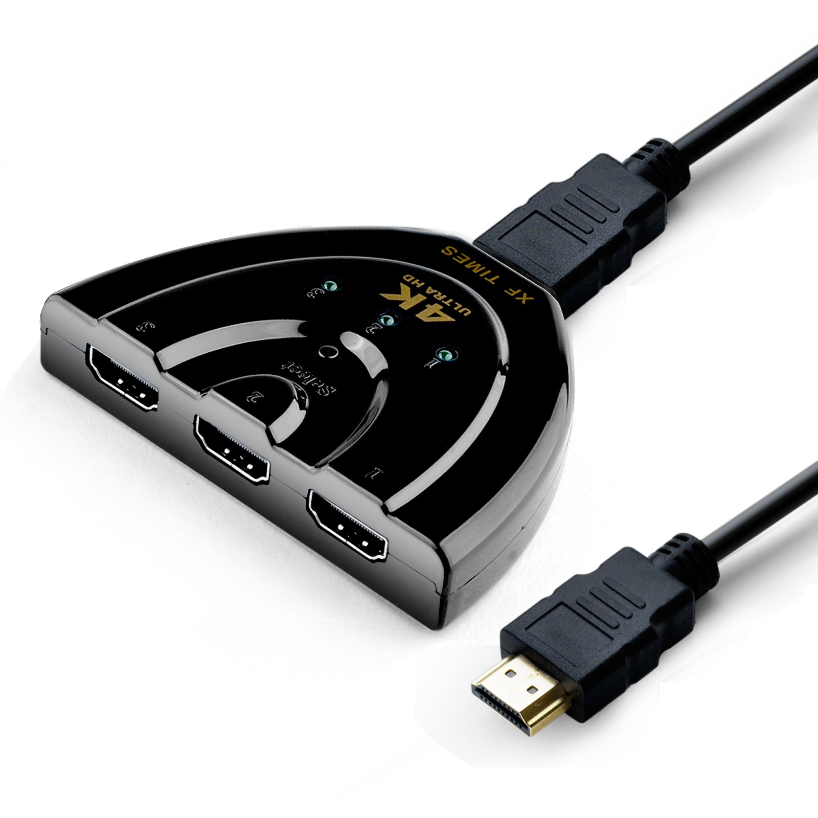 TIMES 3-Port Auto Switch Pigtail HDMI Switch Supports 4K, 3D, 1080P, HD Audio