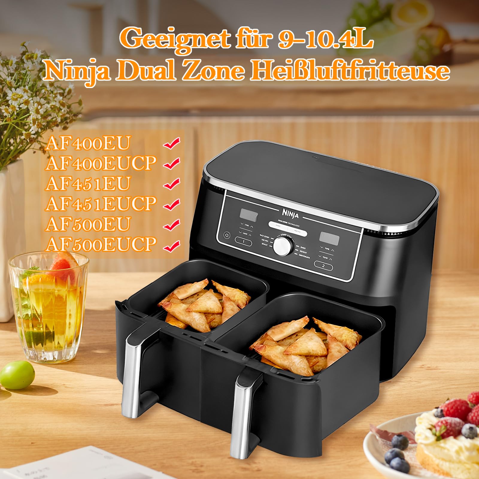 ENSINE Heißluftfritteuse Zubehör Set für Ninja AF400EU/AF451EU/AF500EU
