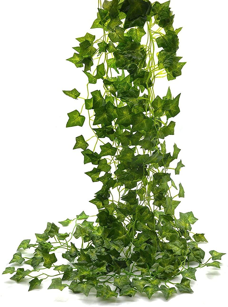 Dmitry Hanging Vines Artificial Fall Maple Leaves Garland (Orange, Green) - 3+3 Pieces, Artificial Flora 1