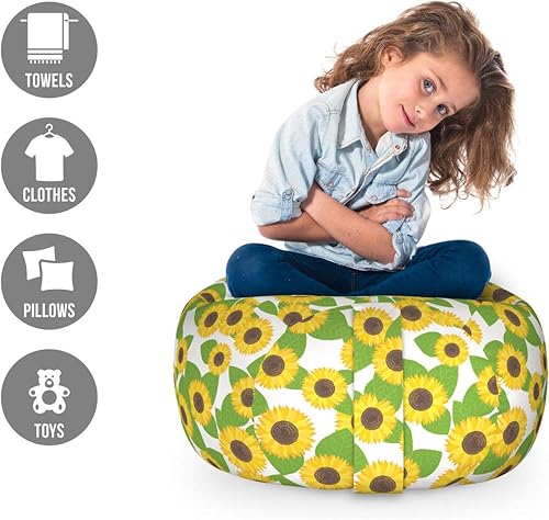 Miniatura 161 de Lunarable Silla de almacenamiento para adolescentes, coloridos patines de estilo retro, para actividades juveniles, para niñas y niños, divertido