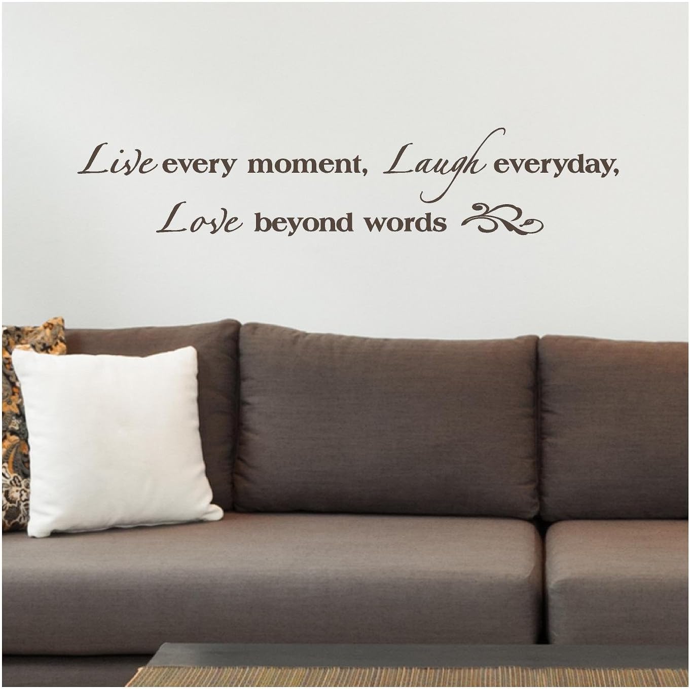 Amazon Com Live Every Moment Laugh Everyday Love Beyond Words 乙烯基刻字牆壁貼紙 高 3 公分x 長101 6 公分 棕色 家居裝修 Amazon Com Live Every Moment Laugh Everyday Love Beyond Words 乙烯基刻字牆壁貼紙 高 3 公分x 長101 6 公分 棕色 家居裝修