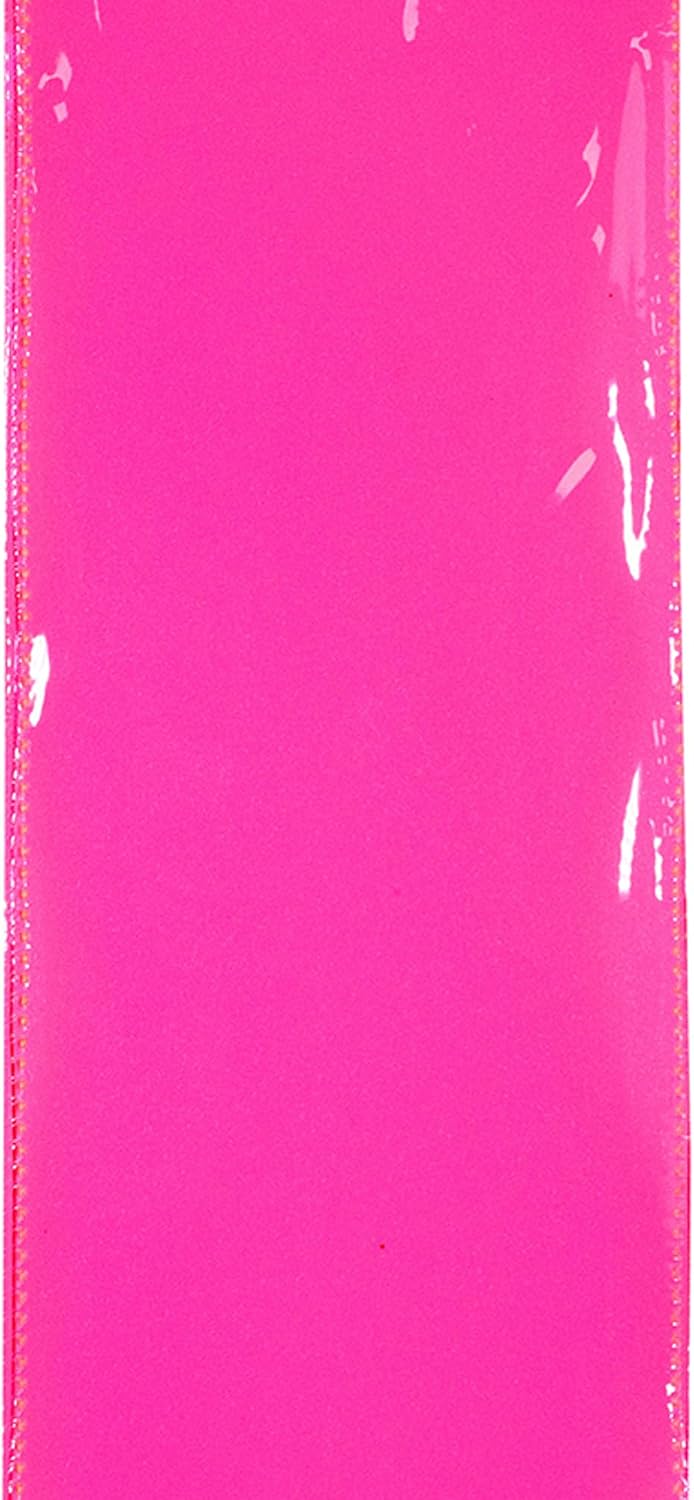 HOMEFORD Jelly Vinyl Wired Ribbon, 2-1/2-inch, 10-Yard, Hot Pink