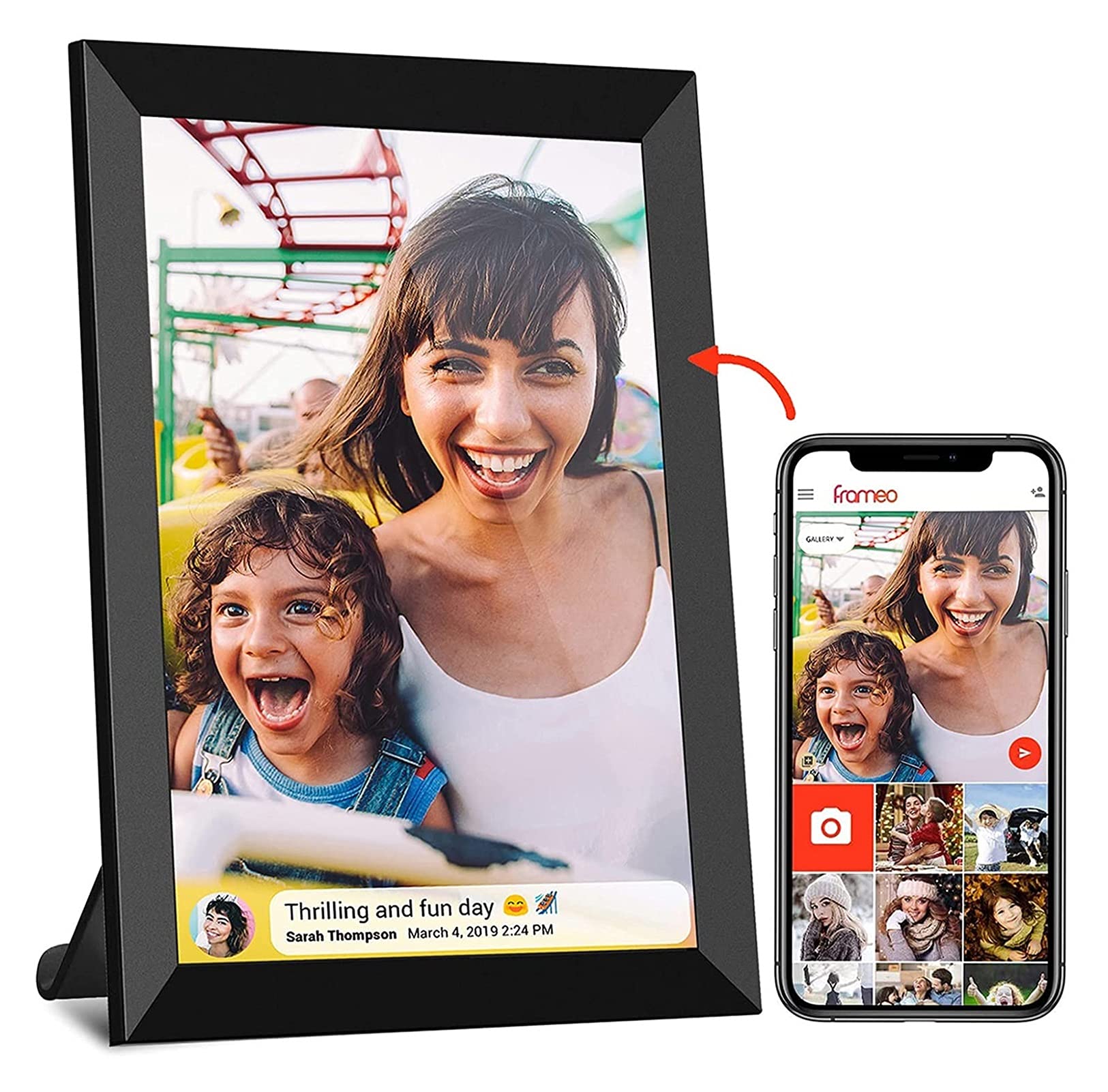 TEmkin WiFi Digital Photo Frames with Touch Screen, 8 Inch 1280x800 IPS LCD Panel,Auto Rotate Portrait and Landscape, Built in 16GB Memory, Share Moments Instantly via App from