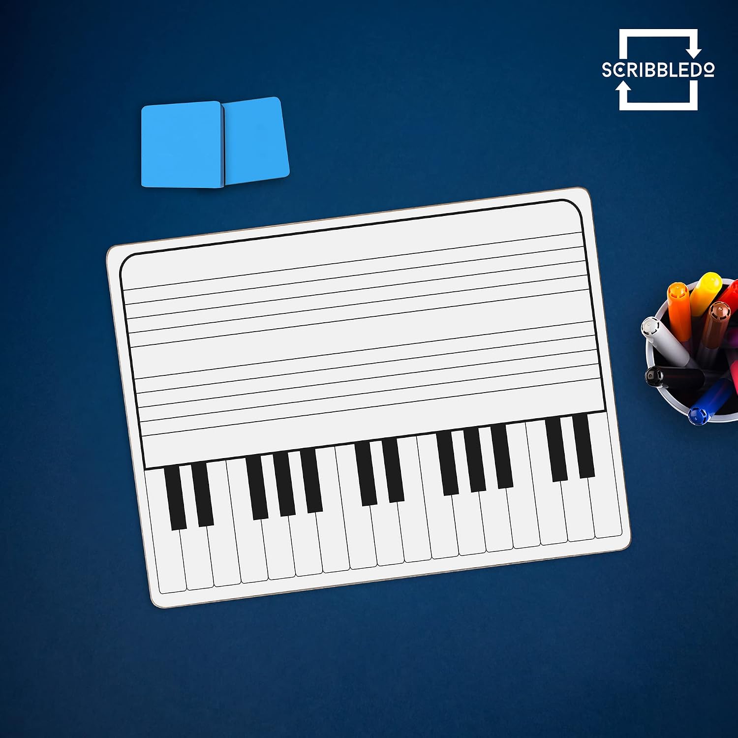 11 x 14 Inch Keyboard Practice Dry Erase White Board Lapboard l Durable Portable Double Sided Music Whiteboard for Kids Students, Musicians and Home