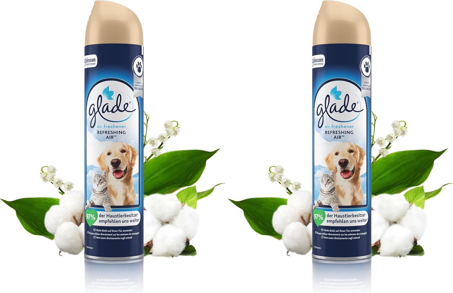 Glade Fragrance Spray for Long-Lasting Freshness in All Rooms, Air Freshener Spray, Refreshing Air, Pack of 2 (1 x 300 ml)