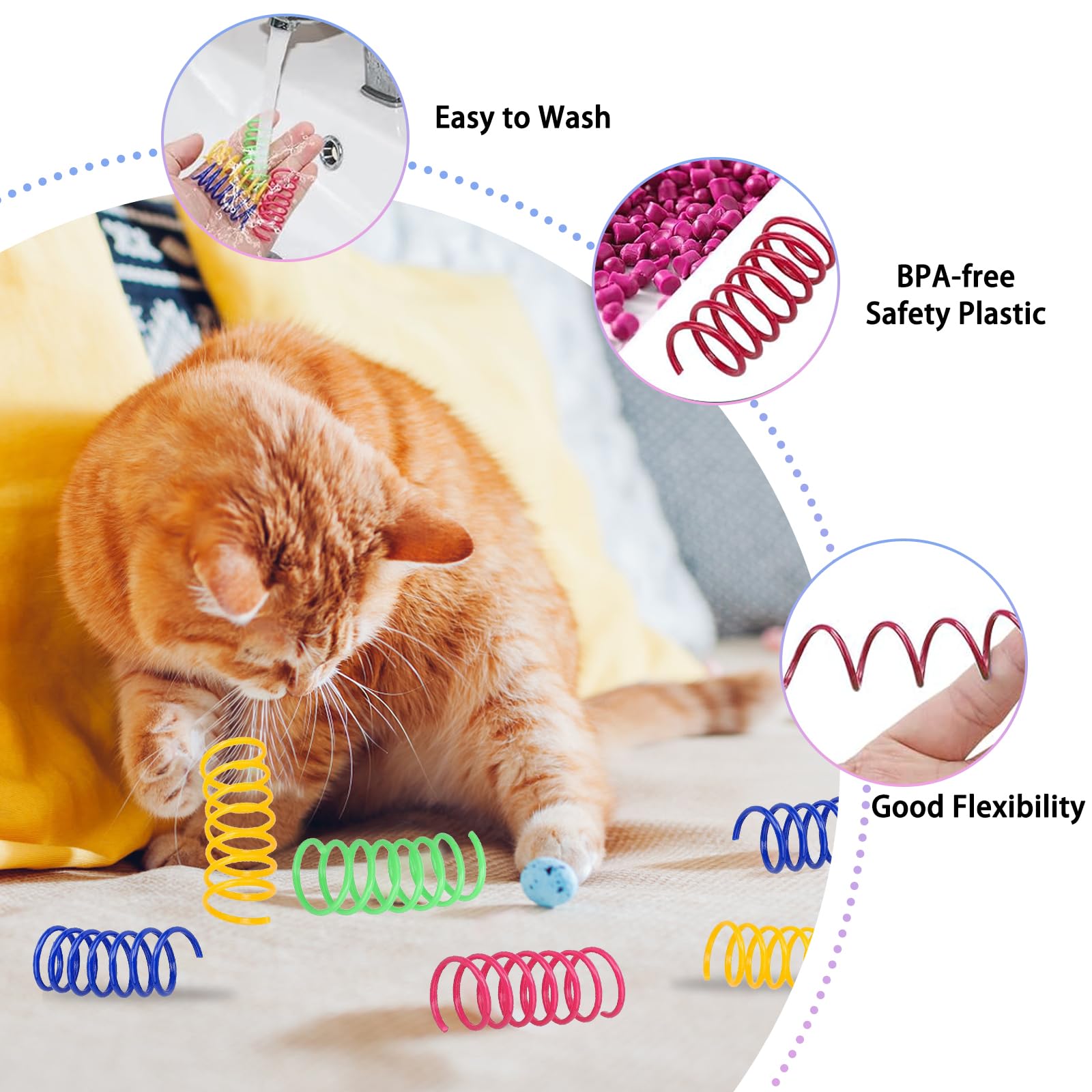 48 Stck Katzenschlauch Federspielzeug  Buntes Interaktives Spirale Katzen  Spielzeug