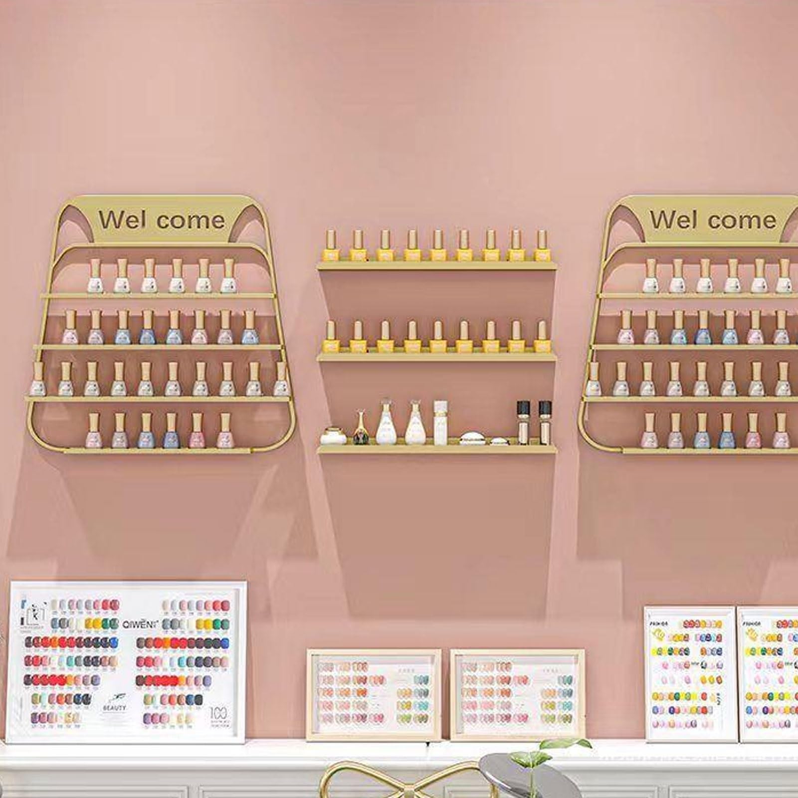 Generic Wall Mount Metal Nail Polish Rack High Temperature Baking Paint Good Gloss Nail Polish Organizer Nail Polish