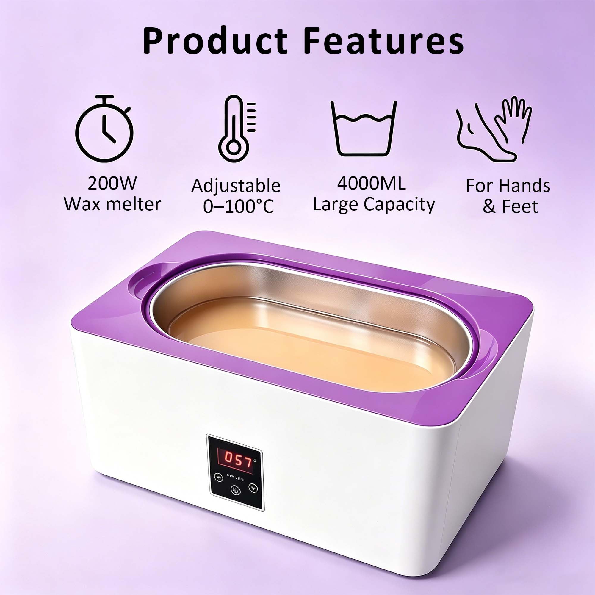 Bagno di paraffina per mani e piedi, set professionale da bagno di paraffina da 4 litri con modalità automatica, regolazione precisa della temperatura e funzione di fusione rapida, ideale