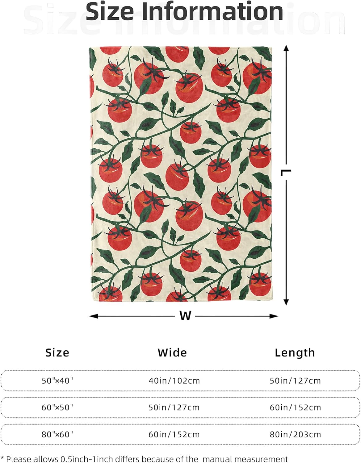 Tomato Garden Blanket 50X60 in, Flannel Throw Blankets for Travel Camping Sofa Living Room Decor, Lightweight Cozy Soft Fuzzy Gifts for Women Adults Kids - Image 3