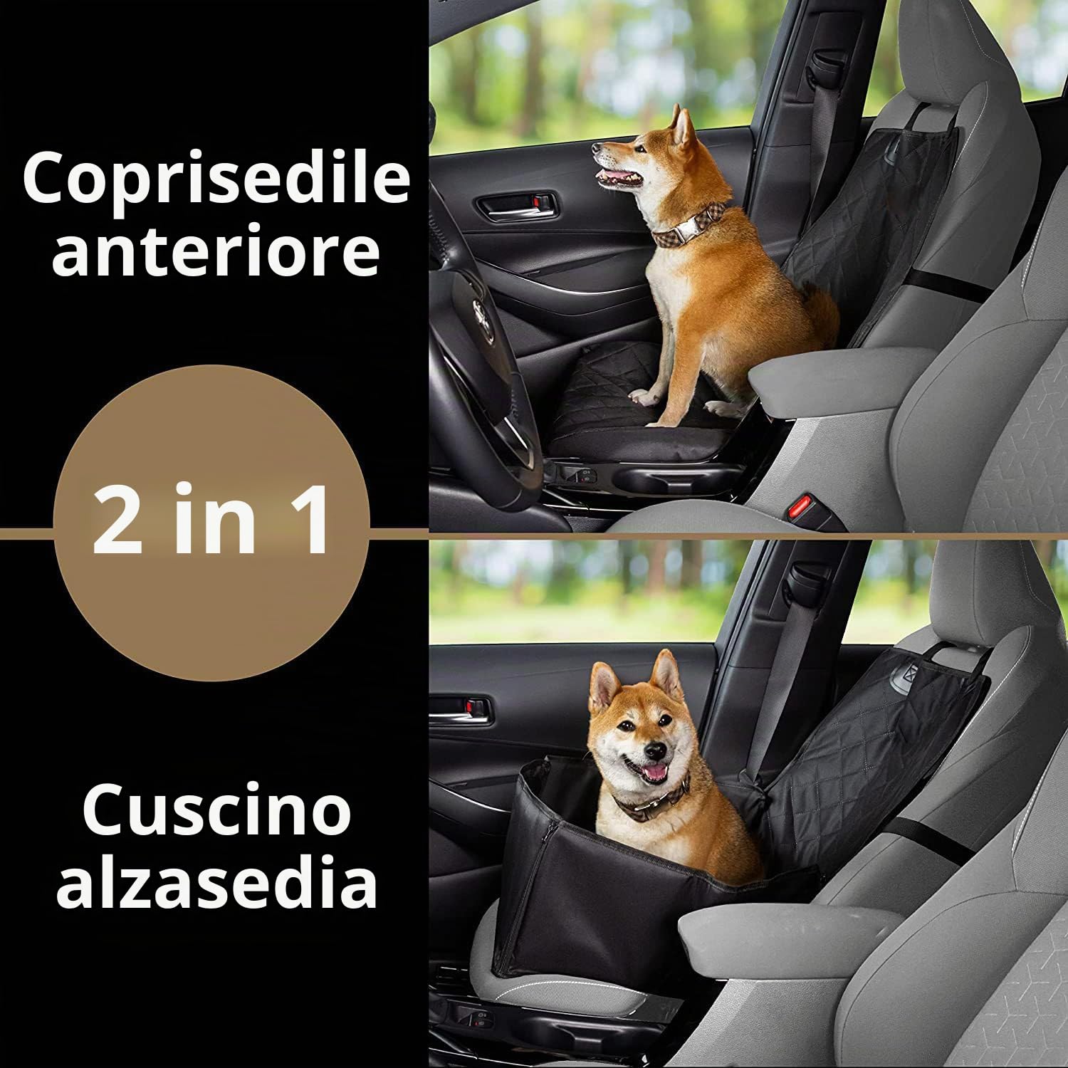 OKYUK Seggiolino auto per cani 2 in 1, impermeabile, antigraffio e antiscivolo, nero