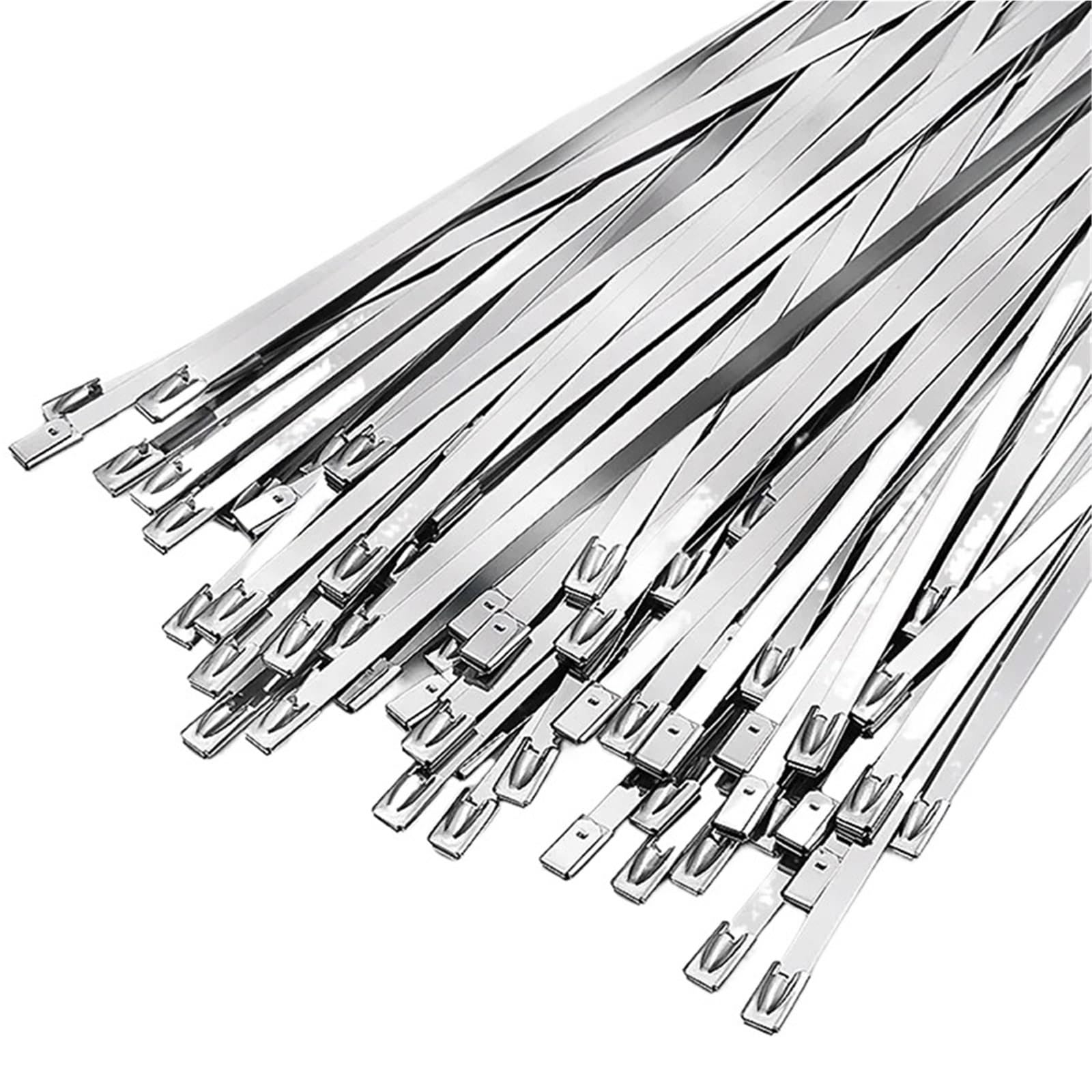 Erhtguo 80Pcs 60/ Stainless Steel Cable Ties Reusable Self-Sealing Fastening Ring Tie Multi-Purpose Metal Hardware Organizer(,4.6X200mm)
