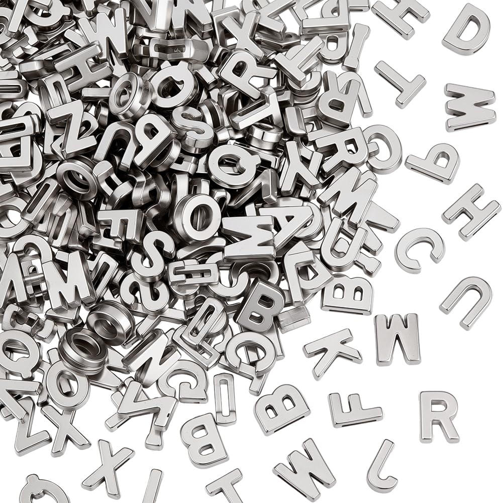 SUNNYCLUE 130g Resin Letter Beads Large Alphabet Beads Random Style Cute A-Z Silver Big Initial Shape Loose Spacers Charms Bulk for Jewellery Making Women Bracelets Keychain Craft Supplies Accessories