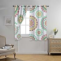 Vista 3 de Kitchen Curtains Set White Bohochic Grommet Short Doorway Curtain Cortinas para Ventanas De Cuarto 55Inch Width by 55Inch Length,2 Panels