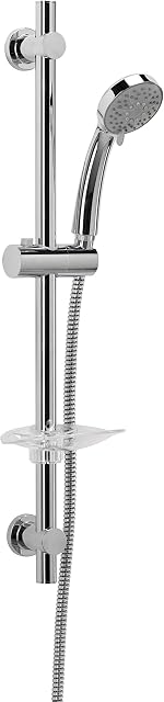Croydex AM169341 Essentials Three Function Shower Set includes Handset/ Hose/ Riser Rail, Chrome , 69.4 x 16.2 x 5.8 cm