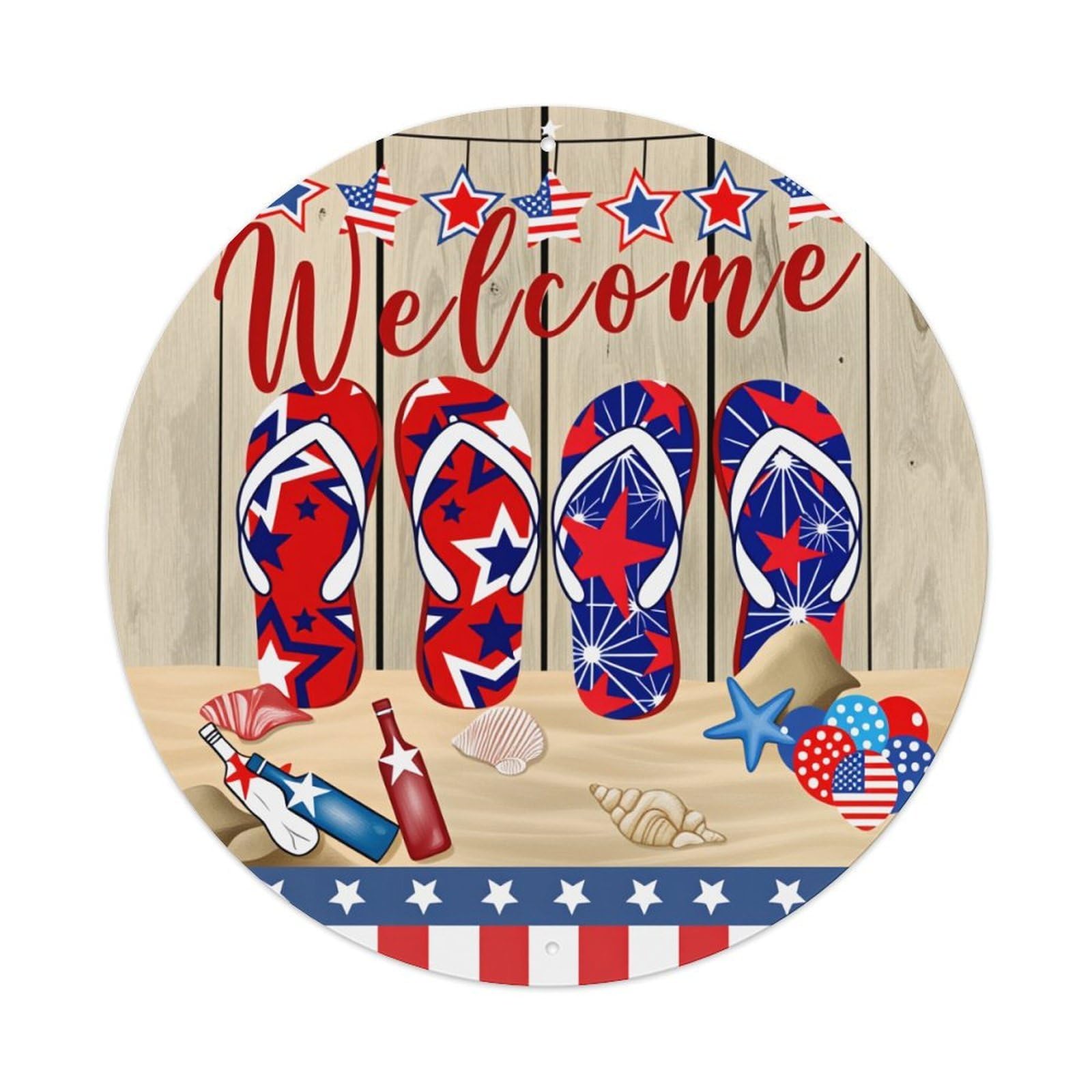 American Flag Stars And Stripes_1 Round Tin Sign Vintage Metal Poster Retro Bar, Home, Man Cave, Kitchen, Laundry Room Wall Art Decor Gift 8x8Inch