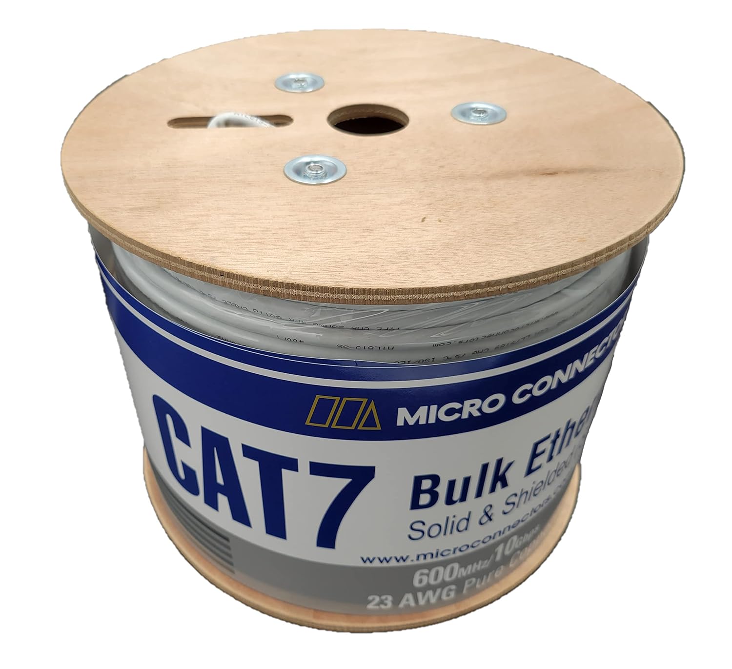 Micro Connectors 500 Feet Cat7 23AWG Solid & Shielded Bulk Ethernet Cable (S/FTP) CMR Riser-Rated (White) (TR4-580SRWH-500)