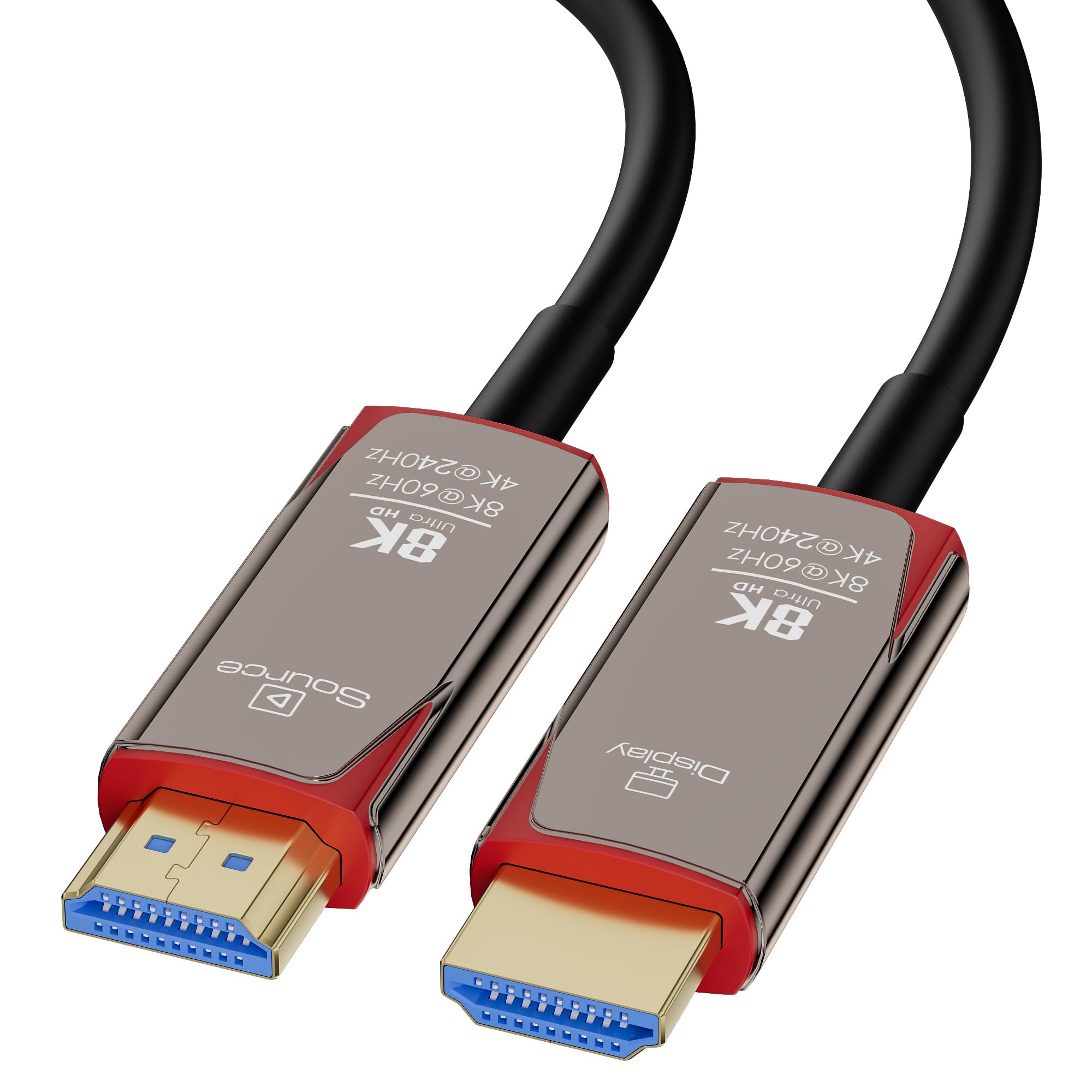 Cable HDMI de fibra óptica 8K, 6 m, 48 Gbps, cable HDMI ultrarápido, 8 K a 60 Hz, 4K a 240 Hz, HDR dinámico, eARC, HDCP 2.2 y 2.3, 3D, compatible con ordenador portátil, PC, PS5, Xbox, HDTV, proyector