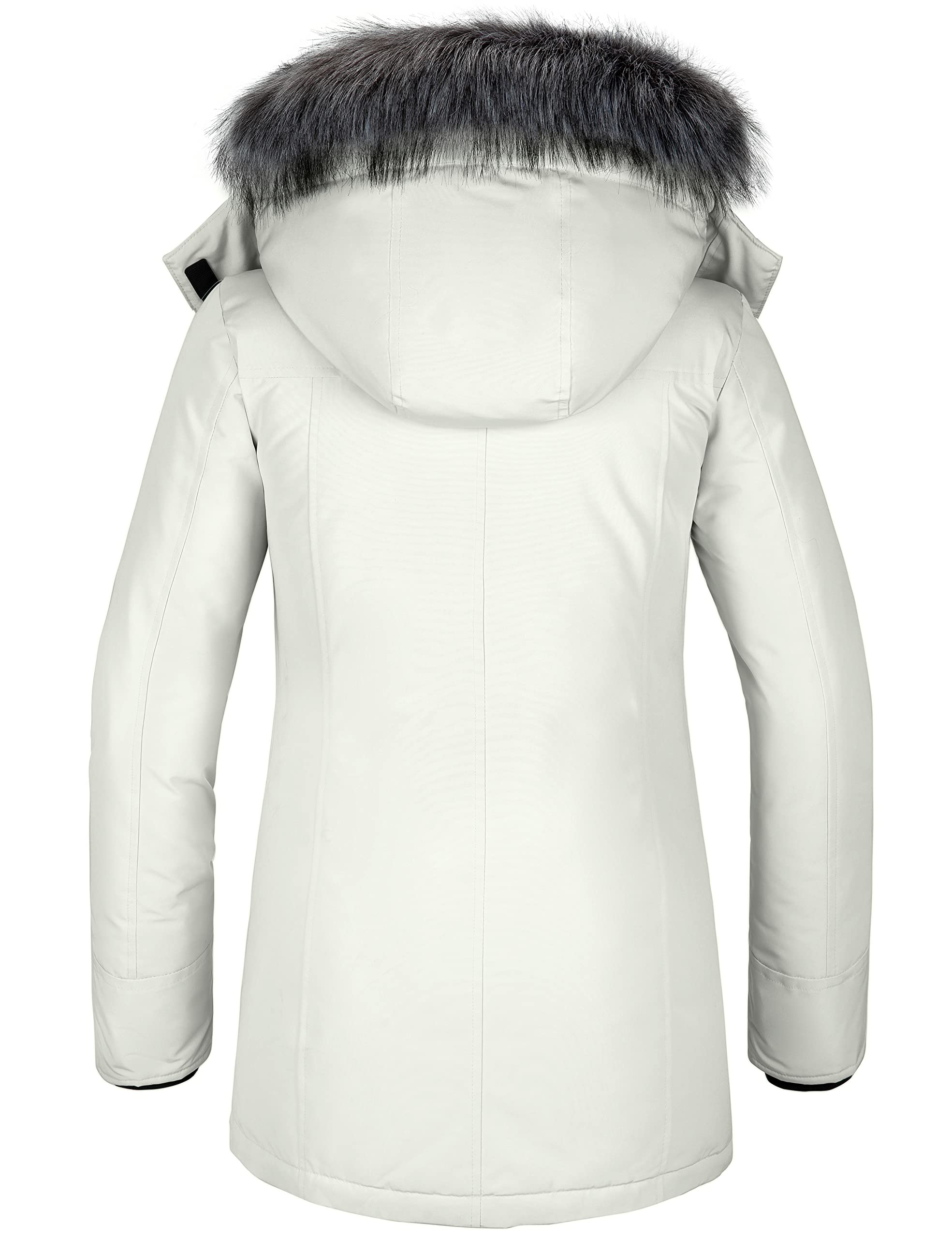 Wantdo Giacca Invernale Imbottita Calda Parka con Pelliccia Esterno Giaccone da Lavoro Antivento Giacca Pesante Donna