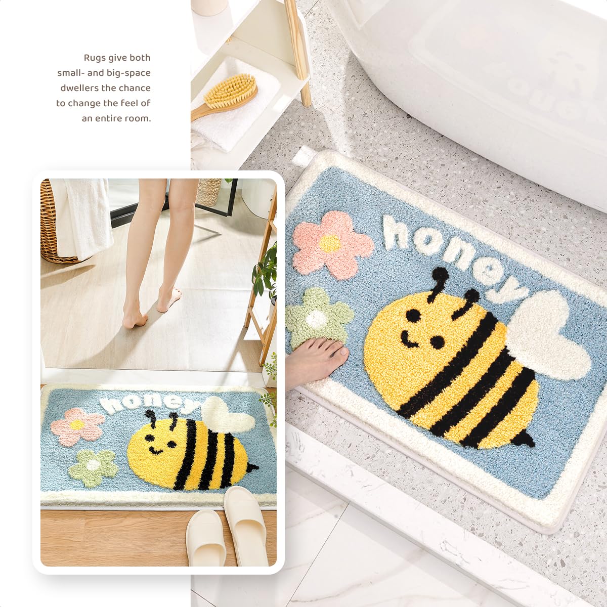 Linda alfombra de baño, alfombras de baño extra suaves y absorbentes, lavable a máquina, alfombra antideslizante para bañera, ducha y baño, 40x60cm
