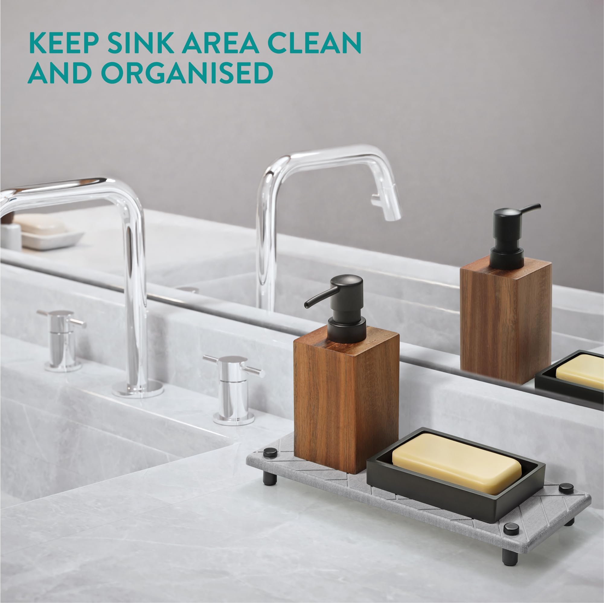 Set Organizer Per Lavello Dispenser Di Sapone Liquido + Bottiglia + Contenitore TrAdE Shop Traesio