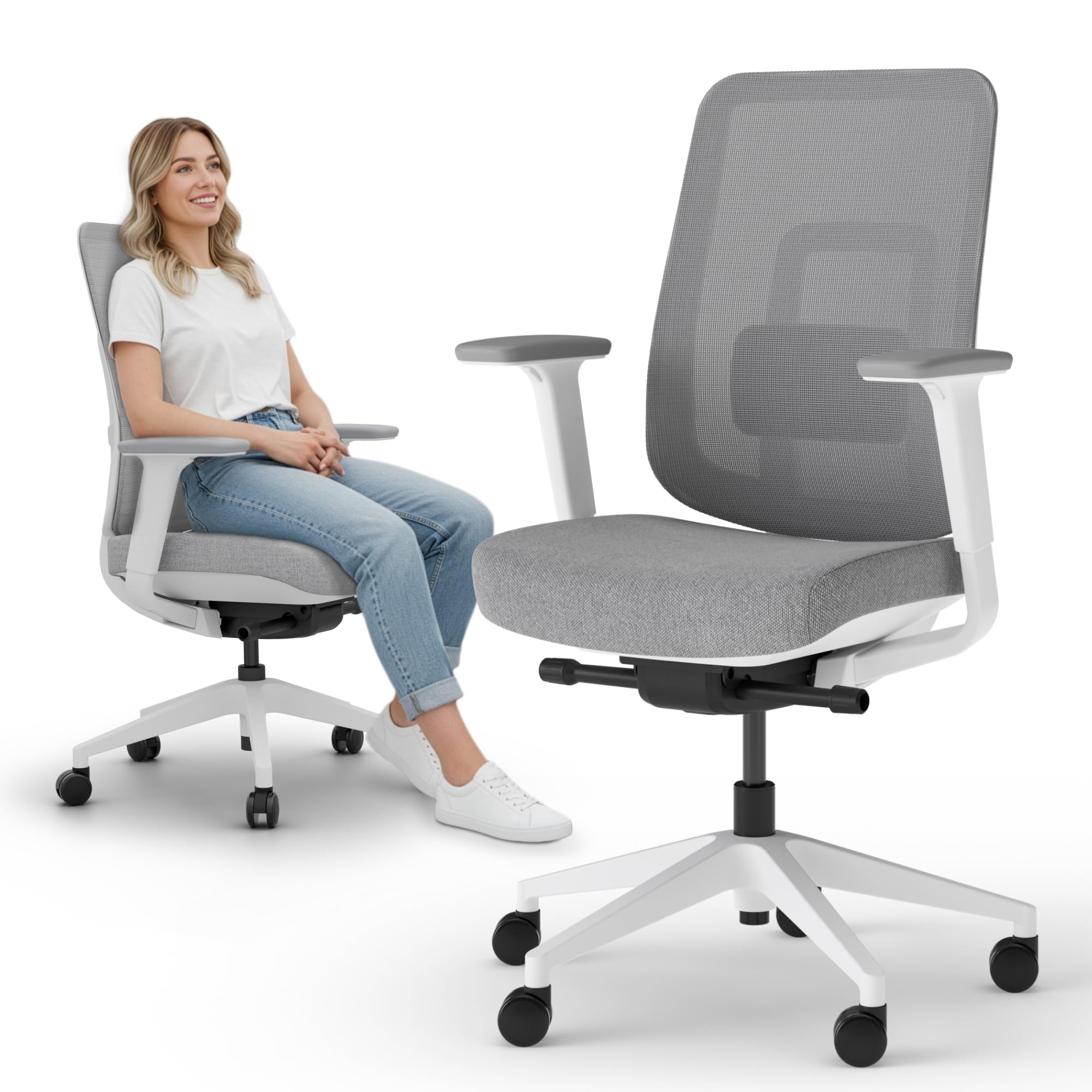 Ergotopia PureBack ergonomischer Bürostuhl – Schreibtischstuhl ergonomisch mit 4D-Armlehnen & Synchronmechanik – Bürostuhl ergonomisch Testsieger – Bequemer Büro Drehstuhl für gesundes Sitzen