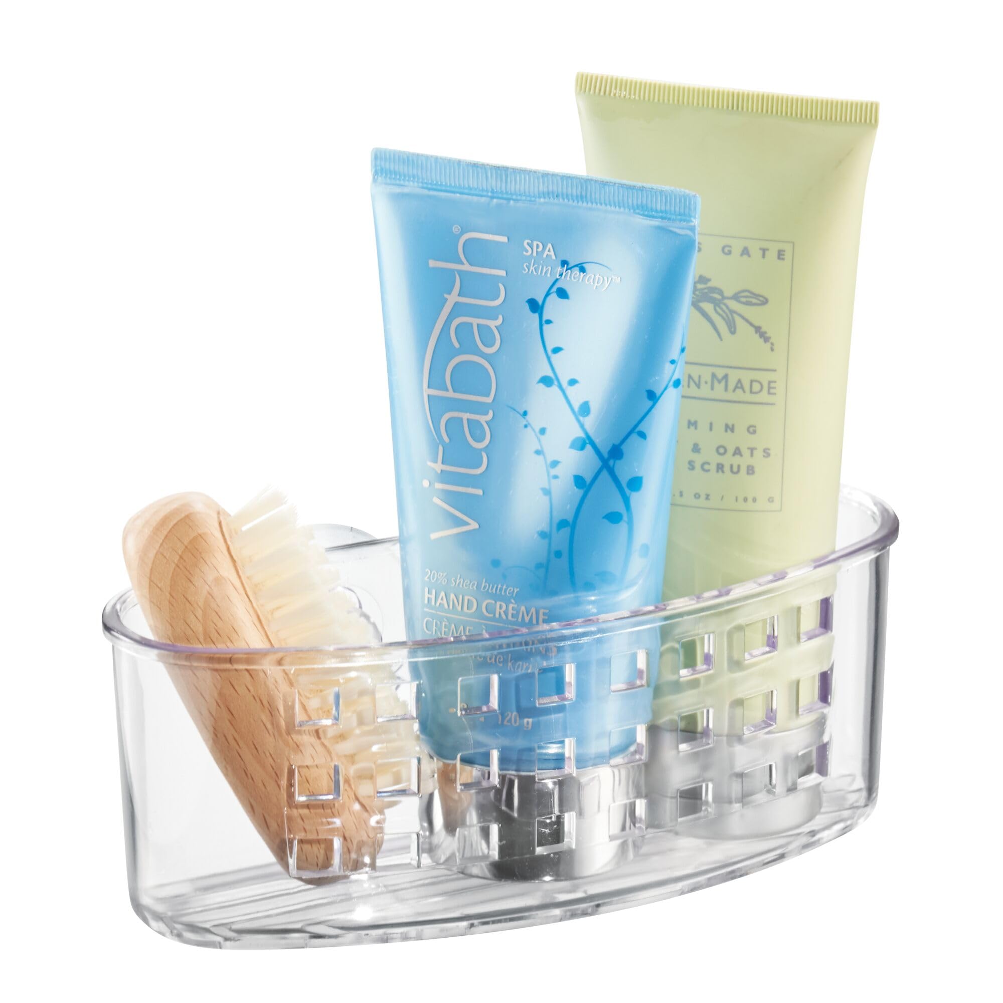 Panier de bain à ventouse iDesign transparent pour douche et salle de bain