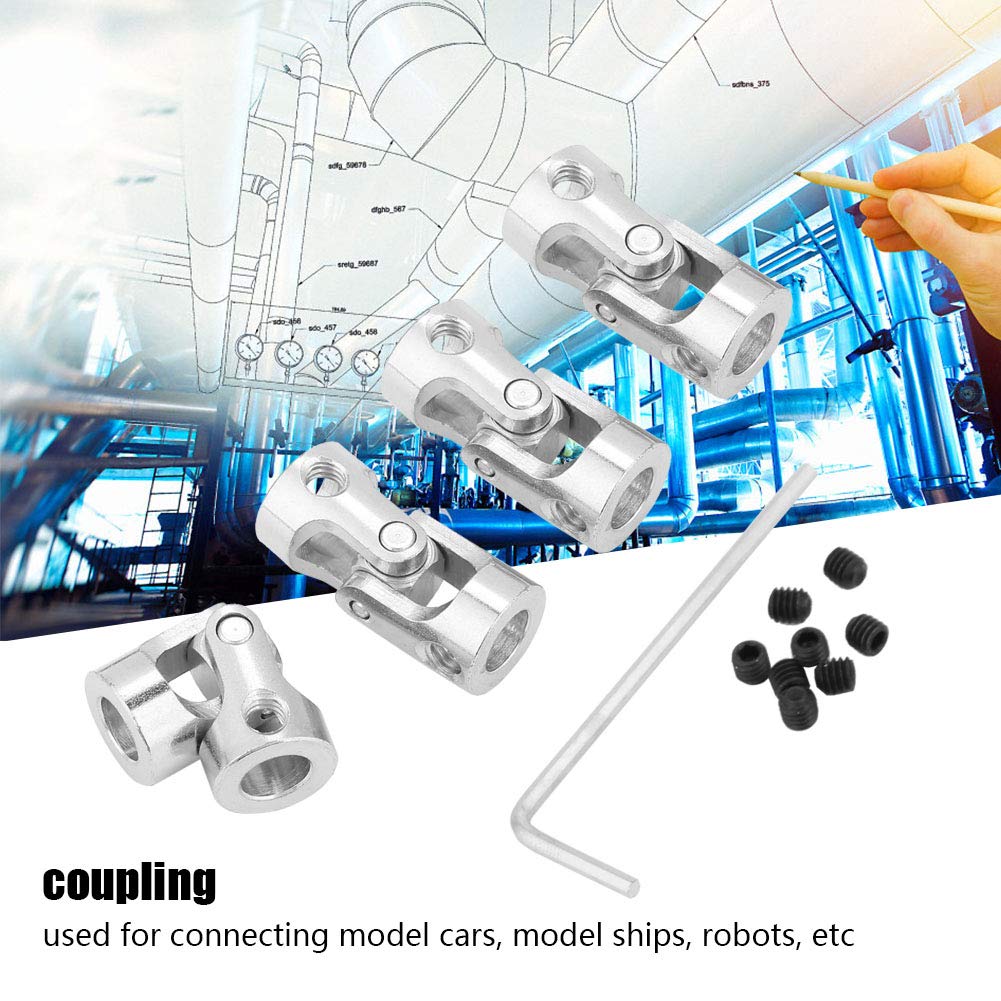 FLEXMAN 4Pcs Shaft Coupling Motor Connector, Nickle Plated Iron Flexible Shaft Coupler Connector for Connecting Model Cars, Model Ships, Robots (Inner diameter 6 * 6mm)