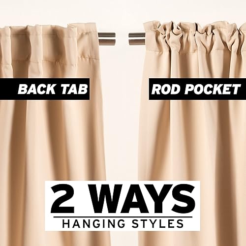 Miniatura 10 de Best Home Fashion Juego de 2 paneles de cortina de privacidad opacos con filtro de luz de mezcla de algodón blanco con bolsillo para barra