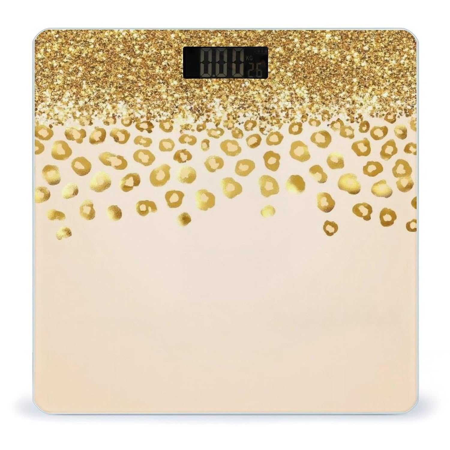 Digital Bathroom Weighing Scale Energy Saving Scale Smart Scale for Body Weight Gold Glitter Pattern Cheetah Leopard Print