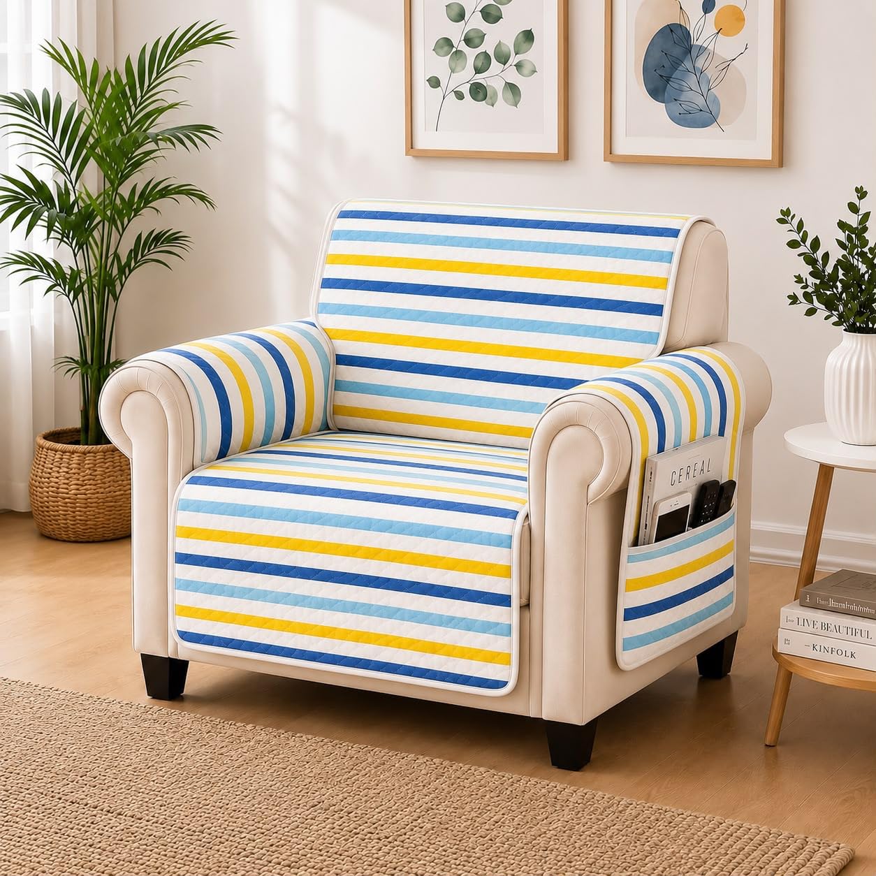 Fairy Down Quilted Sofa Cover 1 Seater Fully Covered Stretchable Microfiber Sofa Cover 1 Seater 60x175cm Linning & Multicolor Seater Sofa Cover for Living Room| 1 Seater-image-37