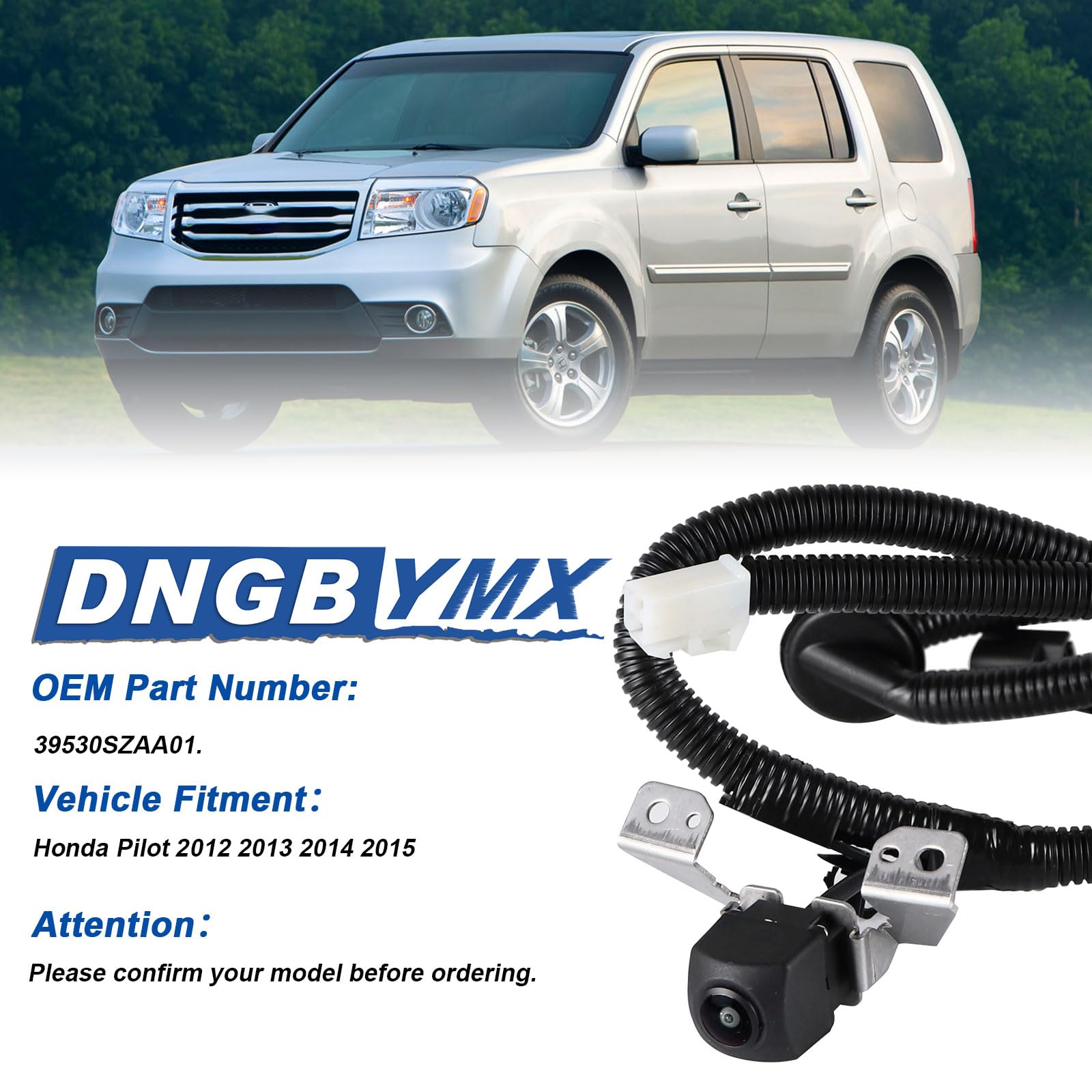 Dngbymx Rear View Backup Camera Compatible with Honda Pilot 2012 2013 2014 2015 Replace# 39530SZAA01 39530SZAA21 HO1960125