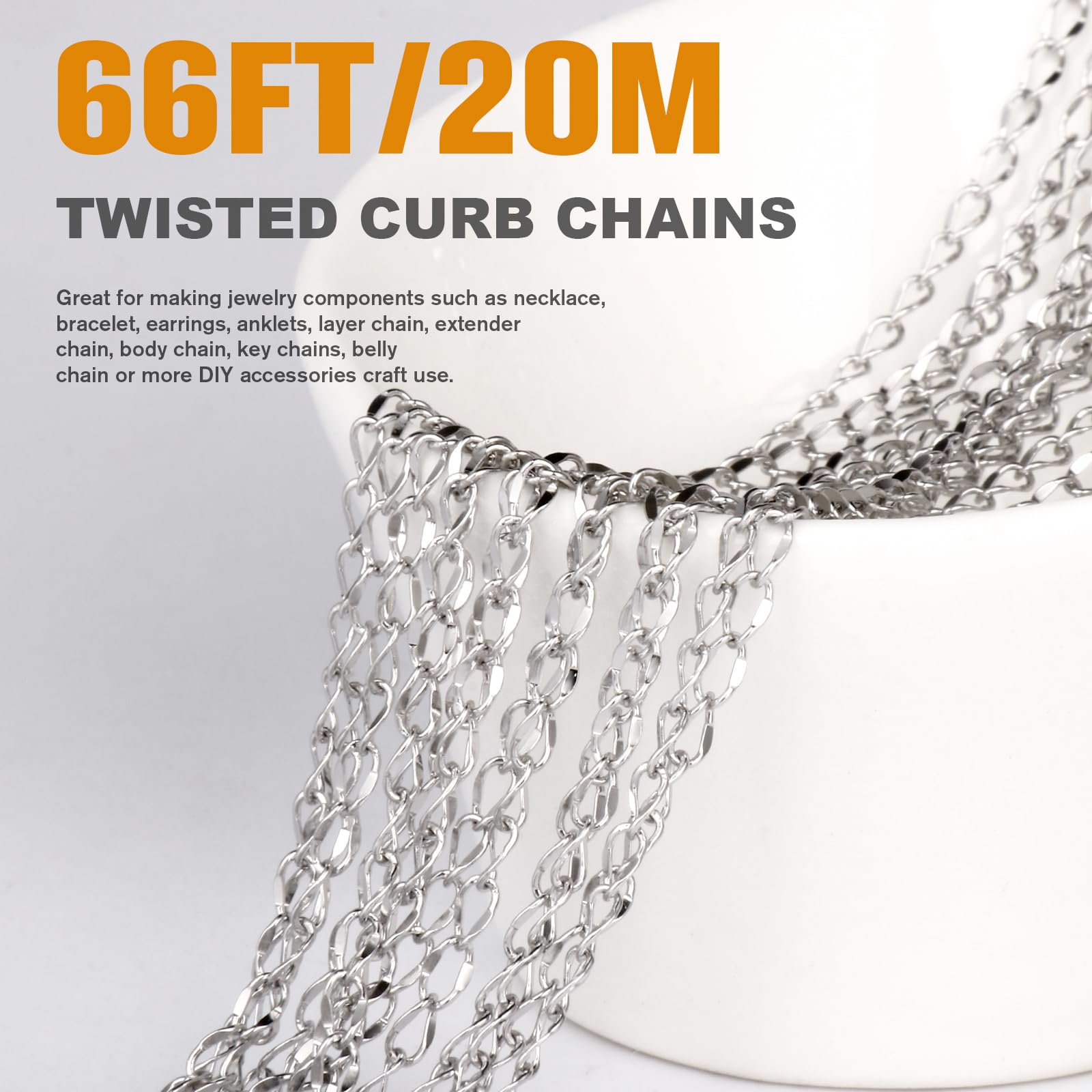 Stainless Steel Chains - 66ft Roll for Jewelry Making -3