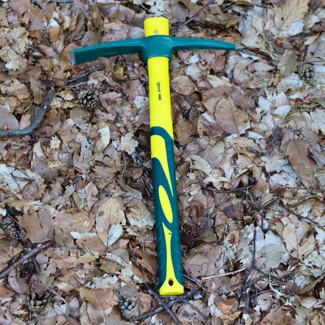 Xforst Piccone da Giardino 2 in 1 – Mini Piccone e Zappa 41 cm con Manico in Fibra di Vetro e Testa in Acciaio al Carbonio Forgiato HRC45 – per Giardinaggio, Campeggio e Prospezione – X-PF430