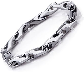 Urban Jewelry Classy Men's Solid Heavy Wheat Tungsten Carbide Bracelet - 3 Sided Links (Silver)