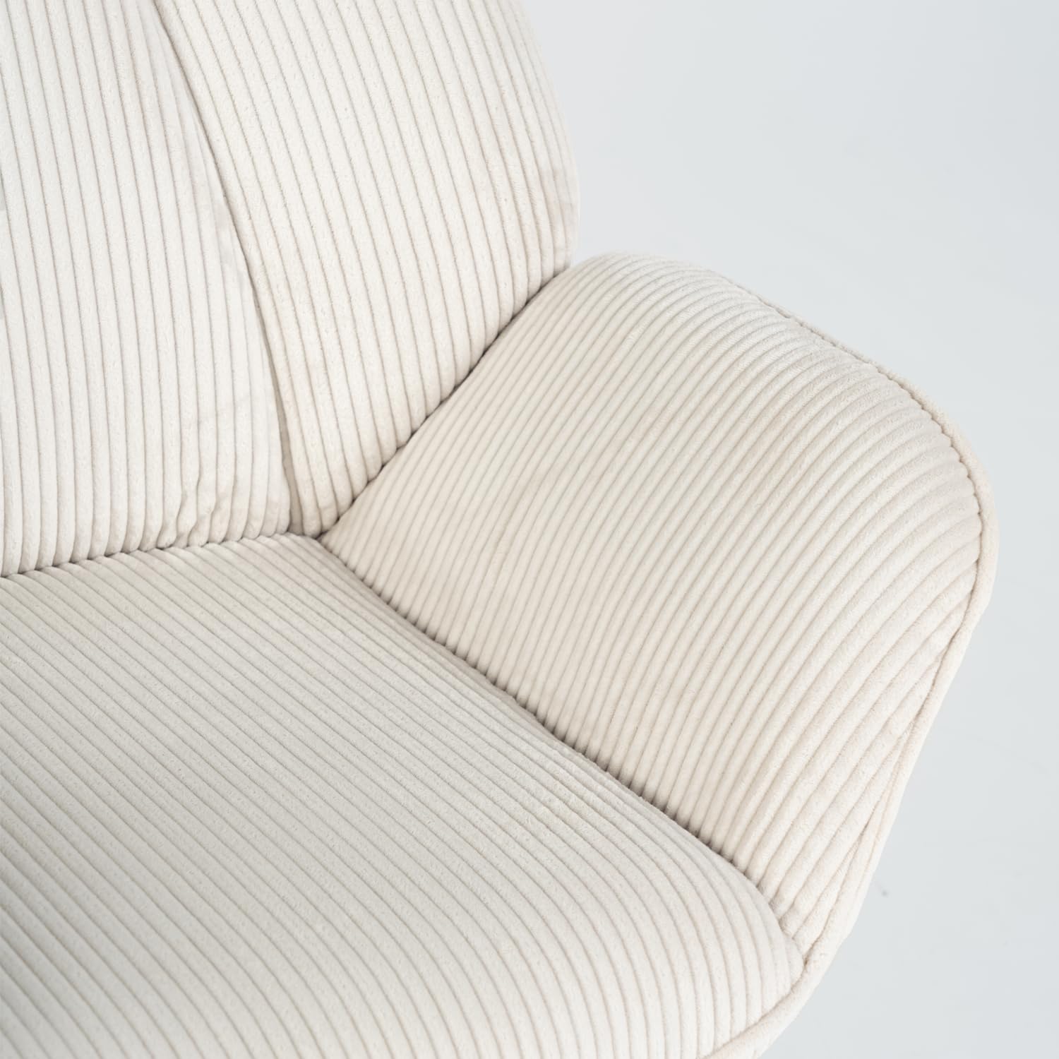 MEUBLE COSY Silla de Oficina Giratoria 360°, Altura Ajustable, Acolchada con Espuma en Tela de Pana, para Escritorio Estudio, sin Ruedas, Beige