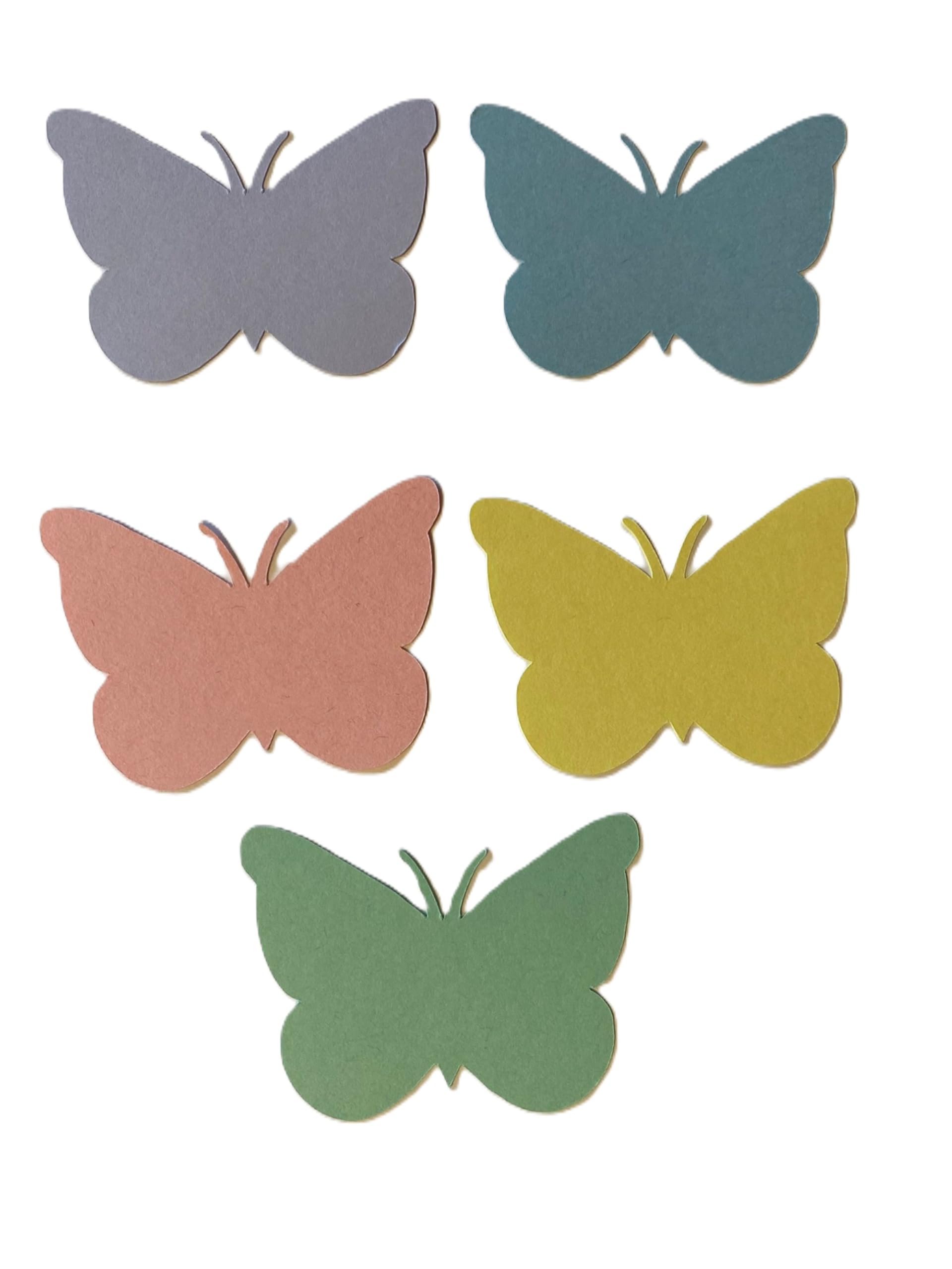 Pastel Paper Butterfly Die Cuts, 50 Pink Purple Blue Yellow Green Cut Outs, 2 Inch for Wedding, Birthday, Baby Shower, Large Confetti