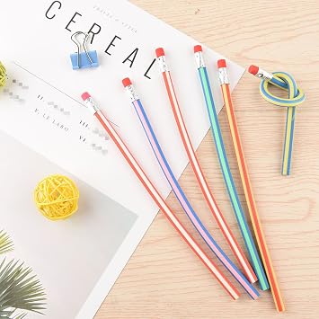 FEPITO 20 Pcs Soft Flexible Bendy Pencils Eraser Magic Bend Stationary Equipment Party Bag Fillers Party Favor Supplies Gift Idea, Multicolored
