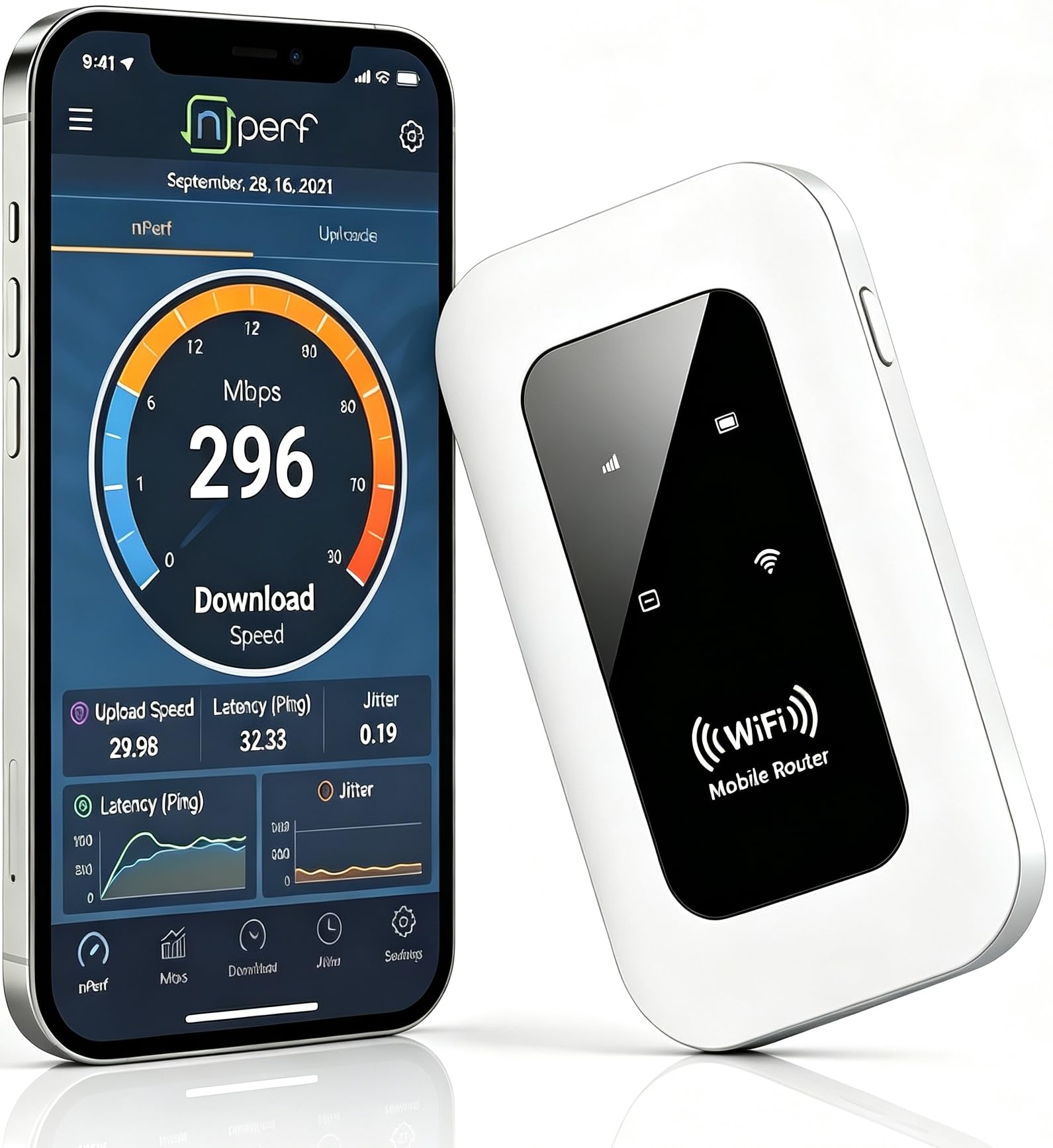 Routeur 5G Portable WiFi 6 Déverrouillé sans abonnement, Modem 5G/4G+ avec Nano‑SIM, jusqu'à 26 appareils connectés, Haut débit sans Box, idéal pour Voyage, Camping et télétravail