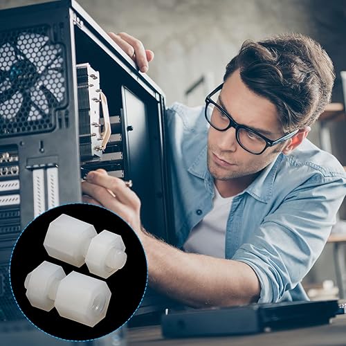 Miniatura 10 de PATIKIL M3x6+0.236 in macho hembra separador, 100 tornillos de nailon con 100 tuercas para PCB, placa base, carcasa de computadora, placa de